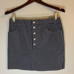 Forever 21 Houndstooth Mini Skirt Black White Preppy Y2K Career Size M